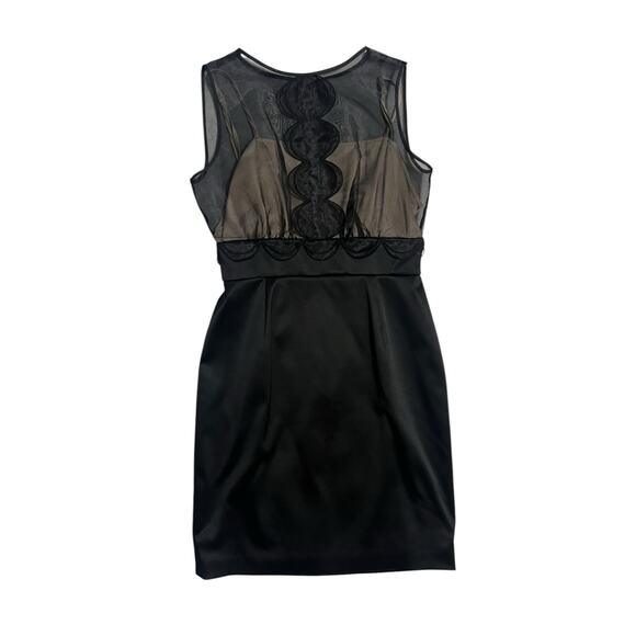 Max and Cleo Black Sheer Satin Cocktail Mini Dress Sleeveless Size 8 Semi Formal - Picture 1 of 12